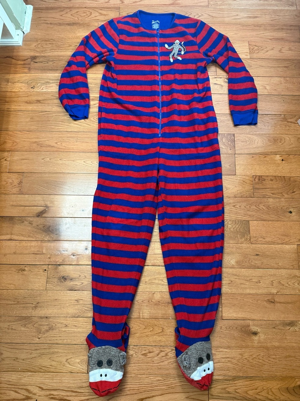 Nick & Nora Sock Monkey Adult Footed Pajamas